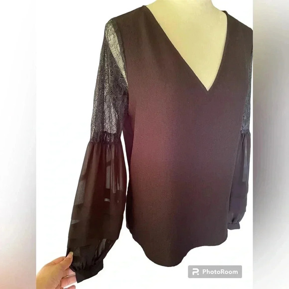 Express Women Black Long Bubble Sleeve Top Size‎ M - Picture 4 of 7